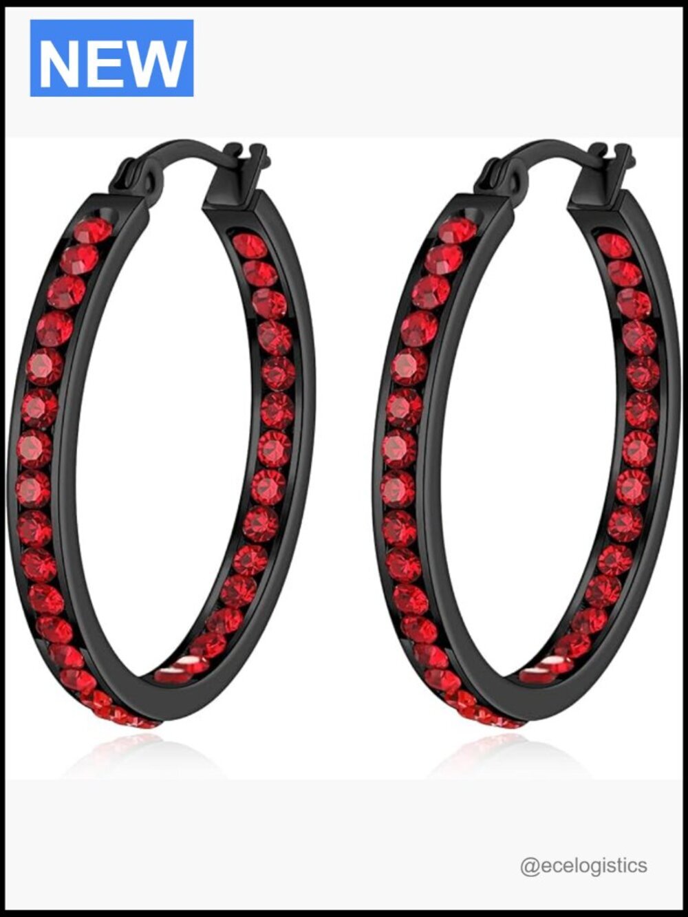 Hypoallergenic Stainless Steel Cubic Zirconia Hoop Earrings 30mm